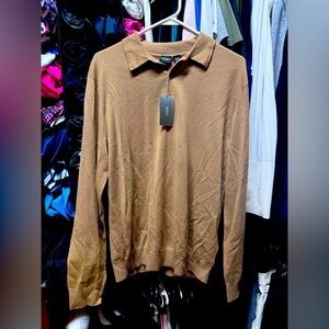 Saddle brown Hugo boss light weight sweater with tags still on.